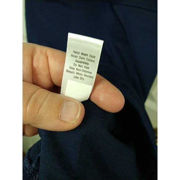 Athleta Tankini Top Size Medium Navy Blue High Neck Keyhole Swim - Picture 5 of 9